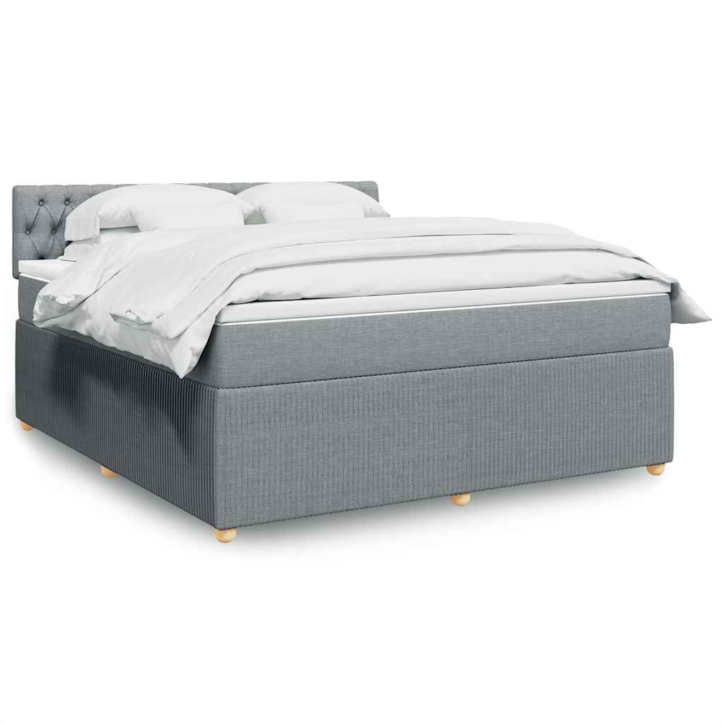 vidaXL Κρεβάτι Boxspring με Στρώμα Ανοιχτό Γκρι 180x200 εκ. Υφασμάτινο