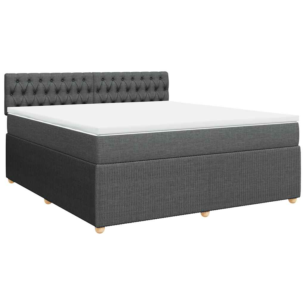 vidaXL Κρεβάτι Boxspring με Στρώμα Σκούρο Γκρι 180x200 εκ Υφασμάτιν