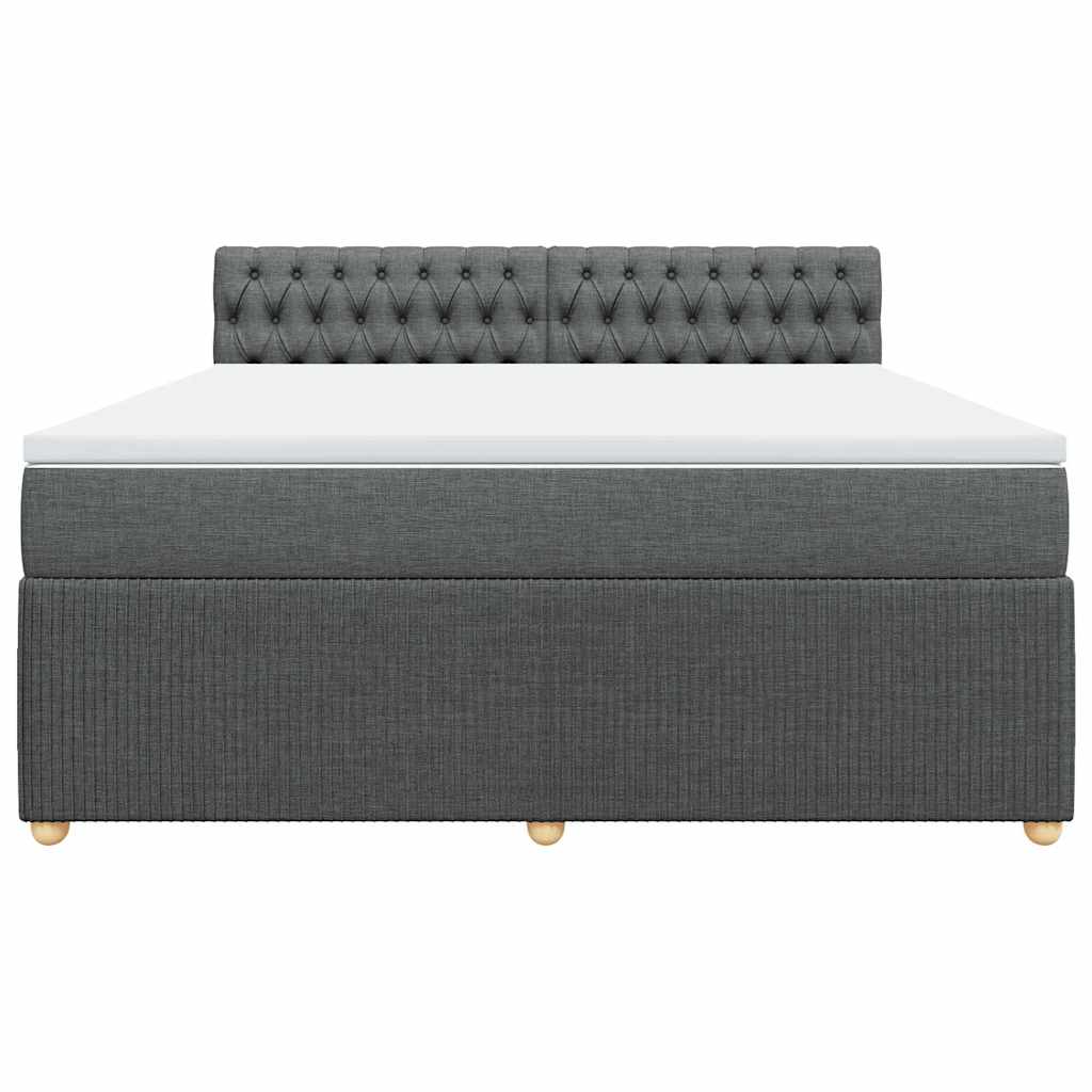 vidaXL Κρεβάτι Boxspring με Στρώμα Σκούρο Γκρι 180x200 εκ Υφασμάτιν