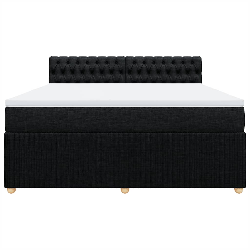 vidaXL Κρεβάτι Boxspring με Στρώμα Μαύρο 180x200 εκ. Υφασμάτινο