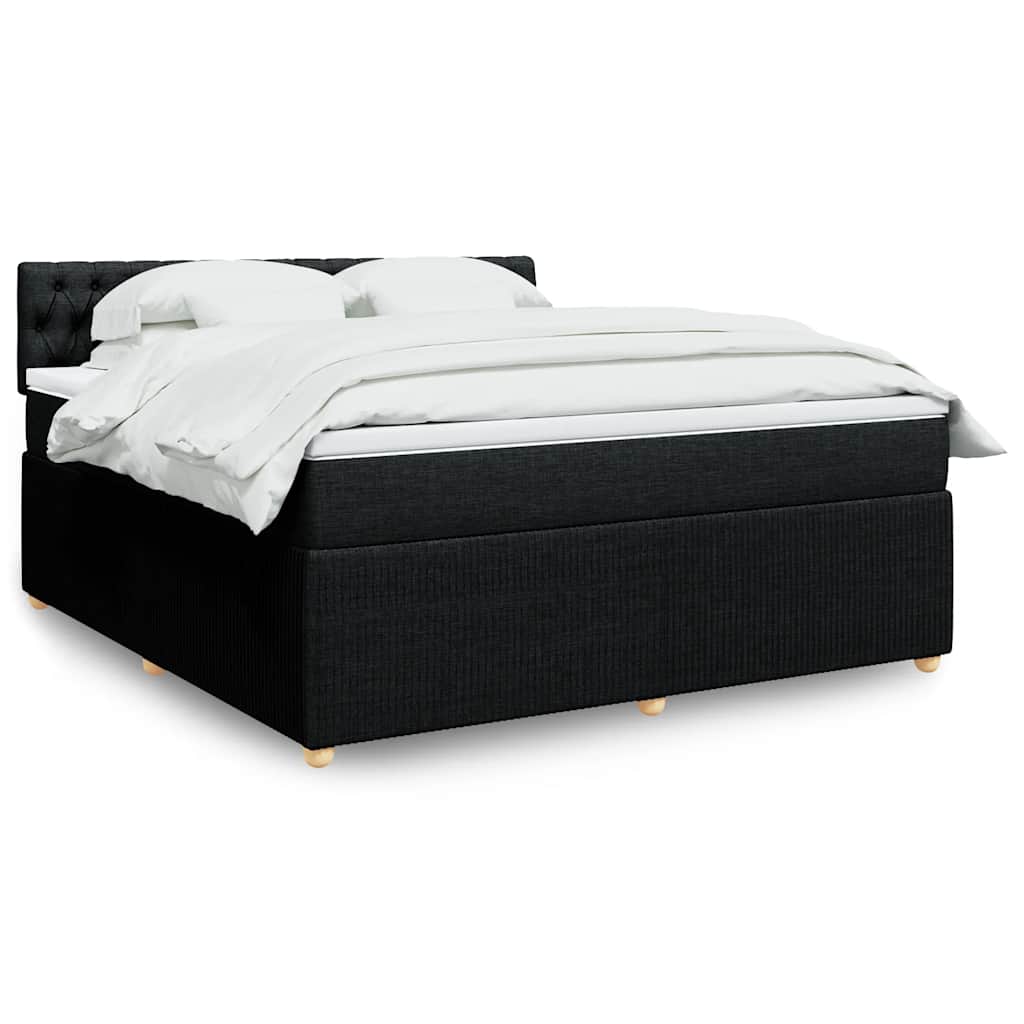 vidaXL Κρεβάτι Boxspring με Στρώμα Μαύρο 180x200 εκ. Υφασμάτινο