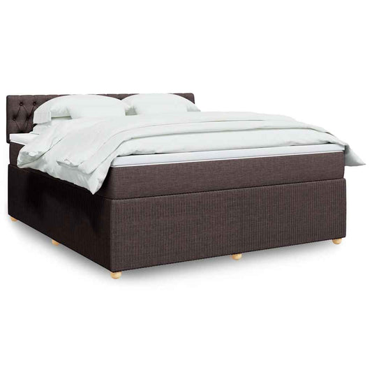 vidaXL Κρεβάτι Boxspring με Στρώμα Σκούρο Καφέ 180x200 εκ Υφασμάτινο