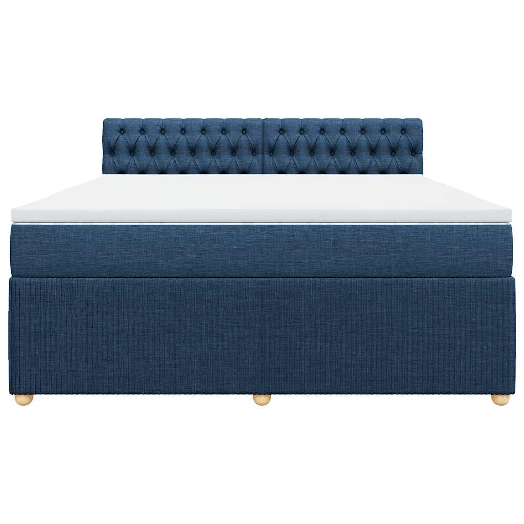 vidaXL Κρεβάτι Boxspring με Στρώμα Μπλε 180x200 εκ. Υφασμάτινο