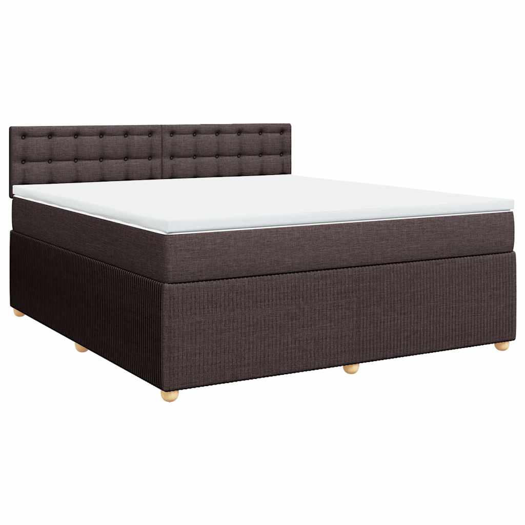 vidaXL Κρεβάτι Boxspring με Στρώμα Σκούρο Καφέ 180x200 εκ Υφασμάτινο