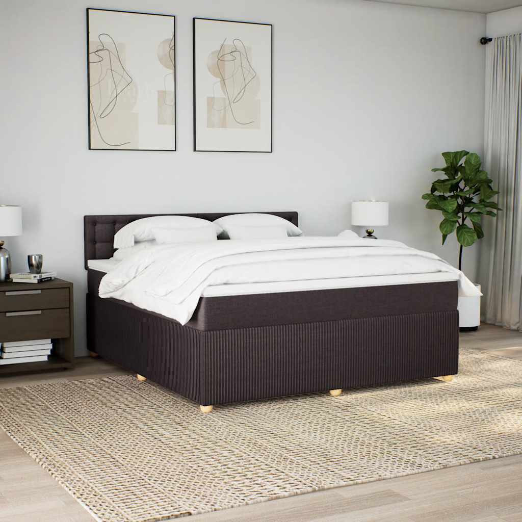 vidaXL Κρεβάτι Boxspring με Στρώμα Σκούρο Καφέ 180x200 εκ Υφασμάτινο