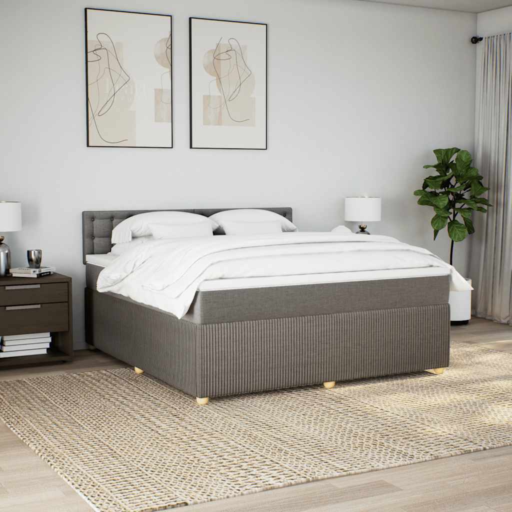 vidaXL Κρεβάτι Boxspring με Στρώμα Taupe 180x200 εκ. Υφασμάτινο