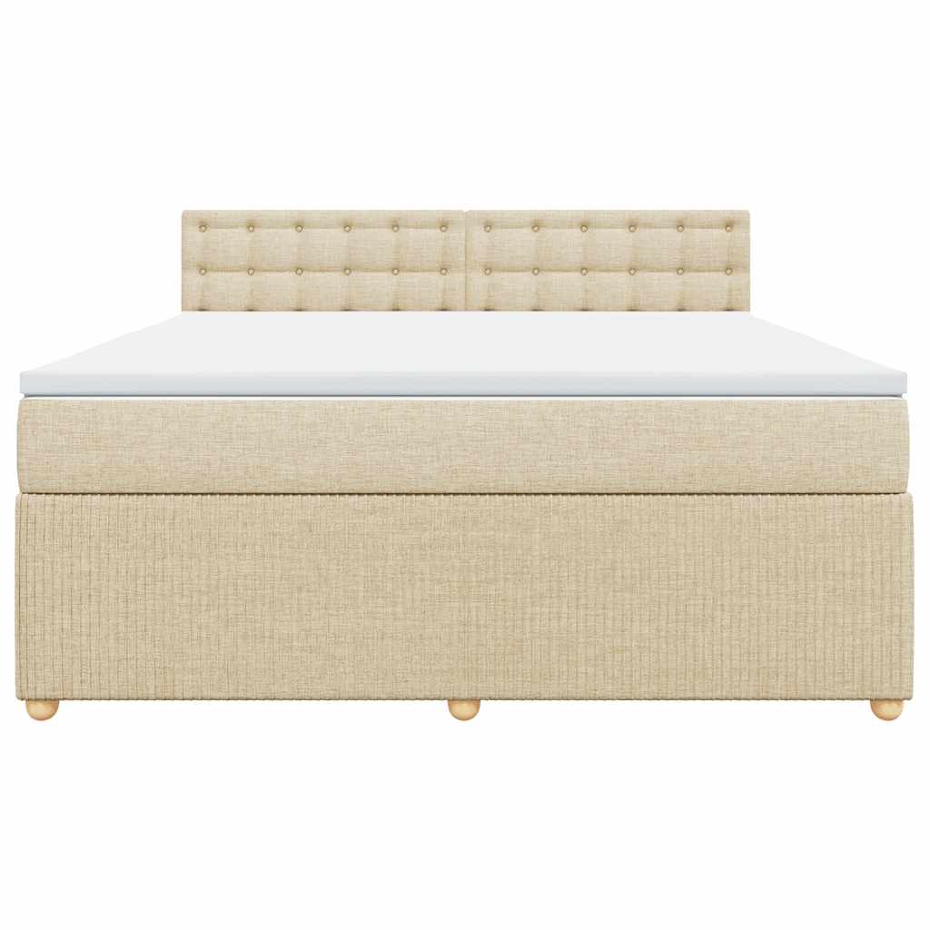 vidaXL Κρεβάτι Boxspring με Στρώμα Κρεμ 180x200 εκ. Υφασμάτινο