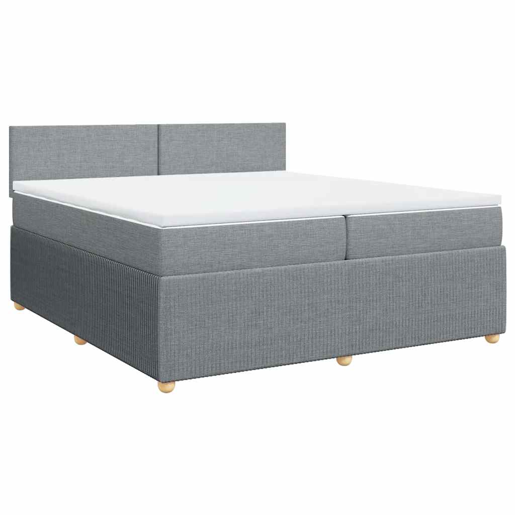 vidaXL Κρεβάτι Boxspring με Στρώμα Ανοιχτό Γκρι 200x200 εκ. Υφασμάτινο
