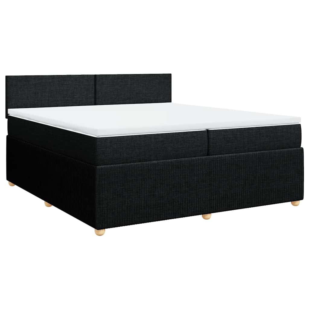 vidaXL Κρεβάτι Boxspring με Στρώμα Μαύρο 200x200 εκ. Υφασμάτινο
