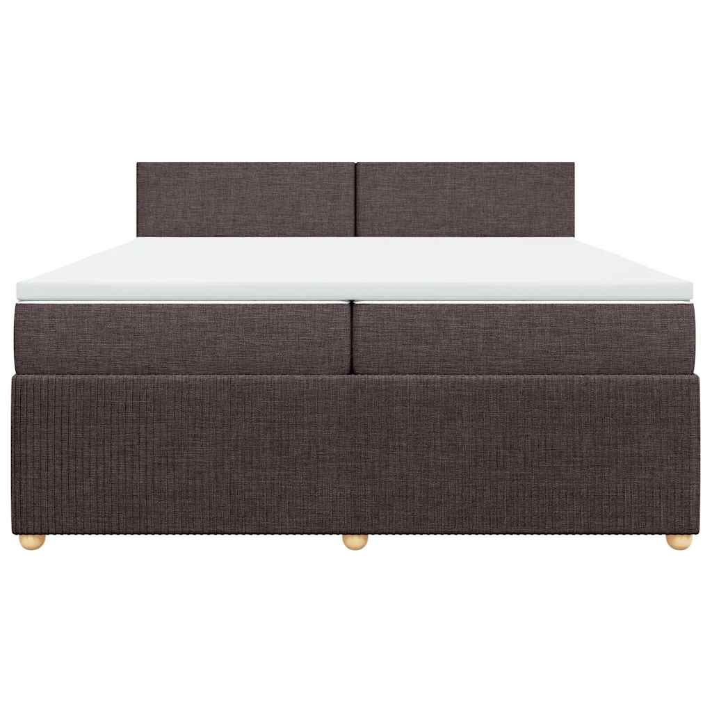 vidaXL Κρεβάτι Boxspring με Στρώμα Σκούρο Καφέ 200x200 εκ. Υφασμάτινο