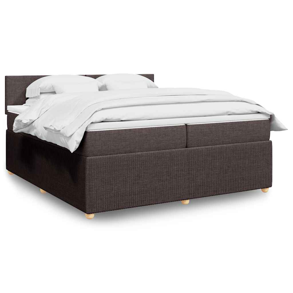 vidaXL Κρεβάτι Boxspring με Στρώμα Σκούρο Καφέ 200x200 εκ. Υφασμάτινο