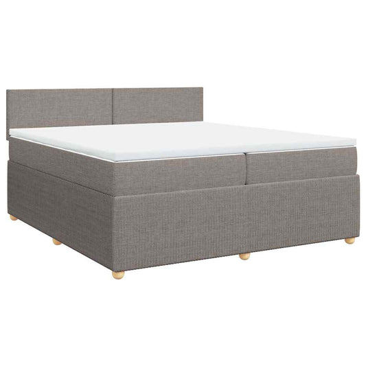 vidaXL Κρεβάτι Boxspring με Στρώμα Taupe 200x200 εκ. Υφασμάτινο