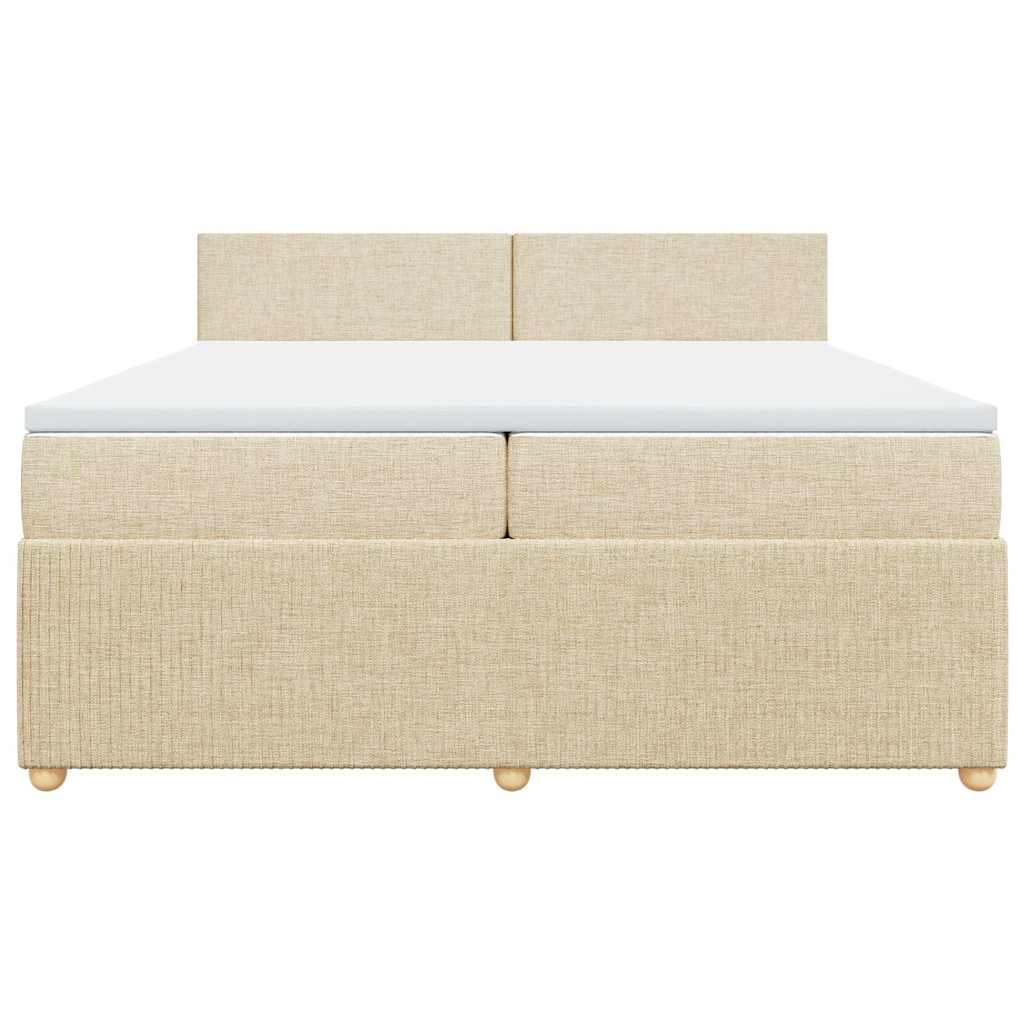 vidaXL Κρεβάτι Boxspring με Στρώμα Κρεμ 200x200 εκ. Υφασμάτινο