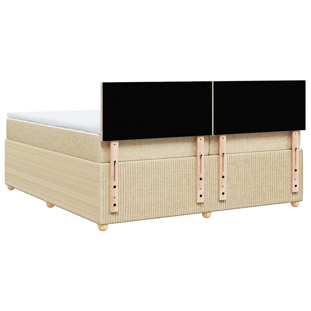 vidaXL Κρεβάτι Boxspring με Στρώμα Κρεμ 200x200 εκ. Υφασμάτινο