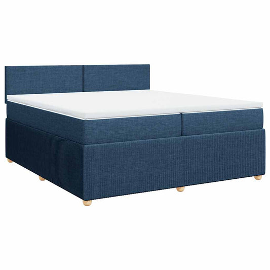 vidaXL Κρεβάτι Boxspring με Στρώμα Μπλε 200x200 εκ. Υφασμάτινο