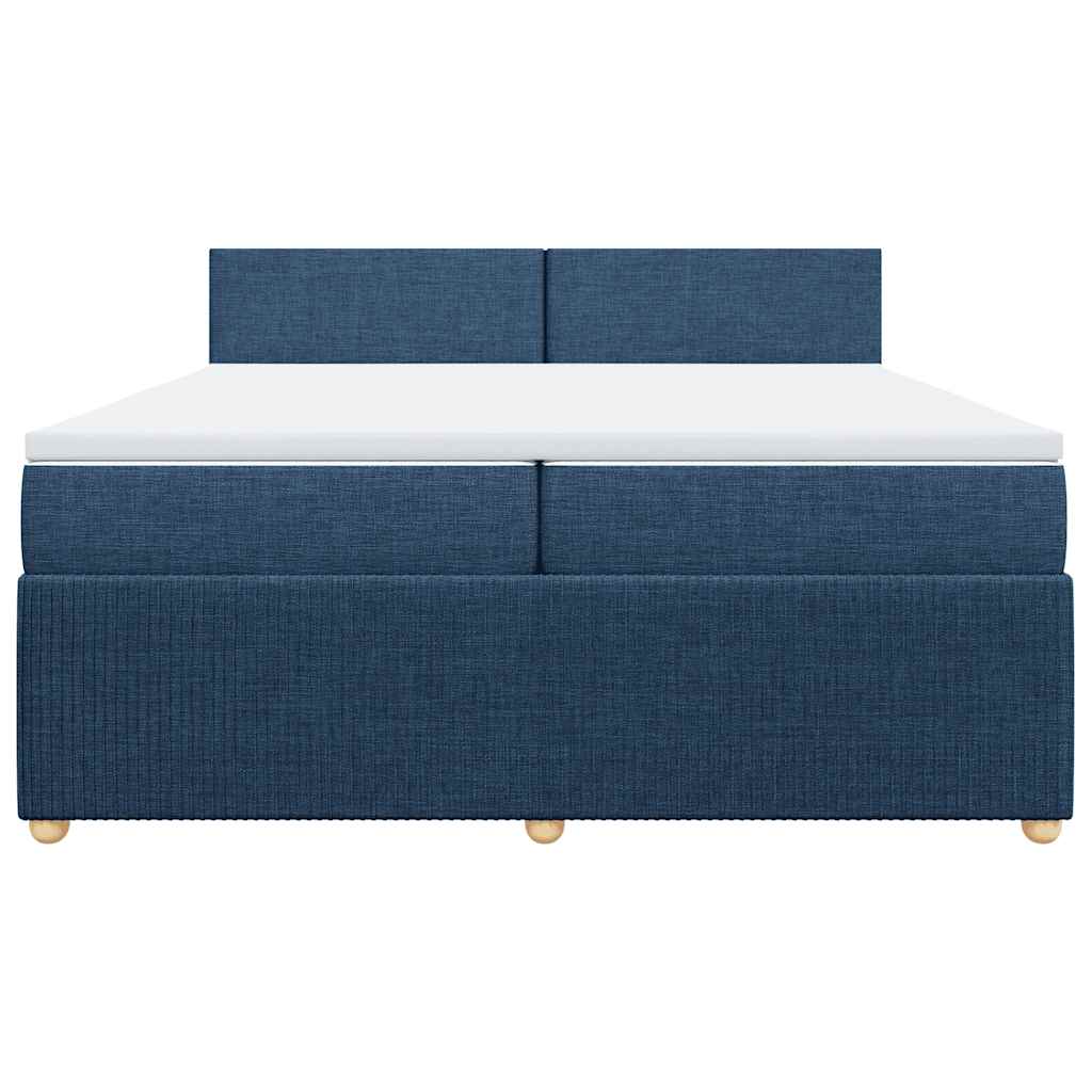 vidaXL Κρεβάτι Boxspring με Στρώμα Μπλε 200x200 εκ. Υφασμάτινο