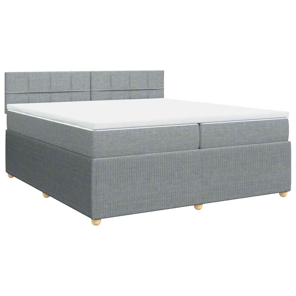 vidaXL Κρεβάτι Boxspring με Στρώμα Ανοιχτό Γκρι 200x200 εκ. Υφασμάτινο