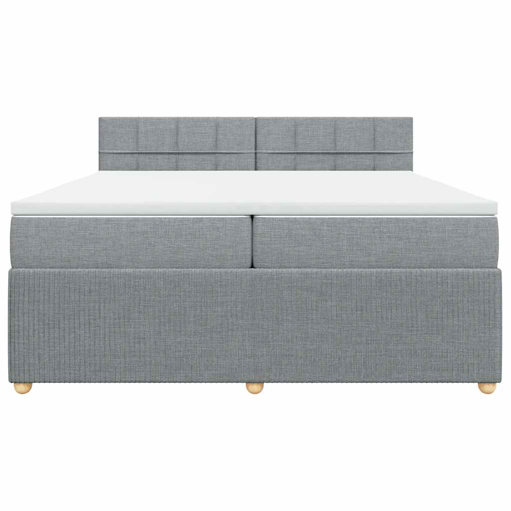 vidaXL Κρεβάτι Boxspring με Στρώμα Ανοιχτό Γκρι 200x200 εκ. Υφασμάτινο