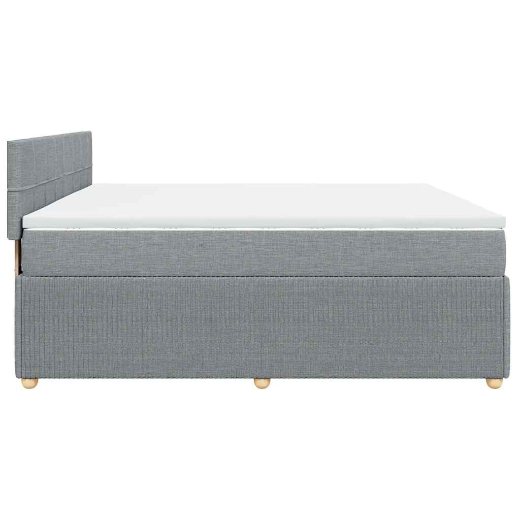 vidaXL Κρεβάτι Boxspring με Στρώμα Ανοιχτό Γκρι 200x200 εκ. Υφασμάτινο