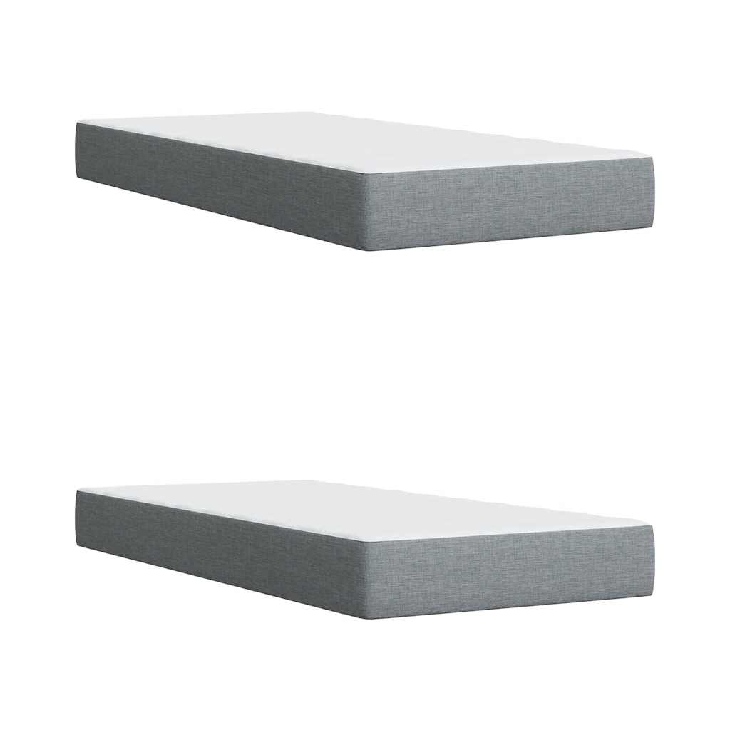 vidaXL Κρεβάτι Boxspring με Στρώμα Ανοιχτό Γκρι 200x200 εκ. Υφασμάτινο