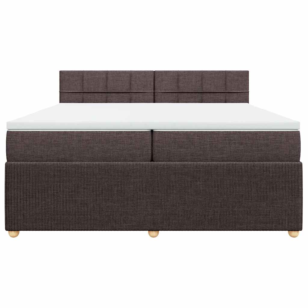 vidaXL Κρεβάτι Boxspring με Στρώμα Σκούρο Καφέ 200x200 εκ. Υφασμάτινο