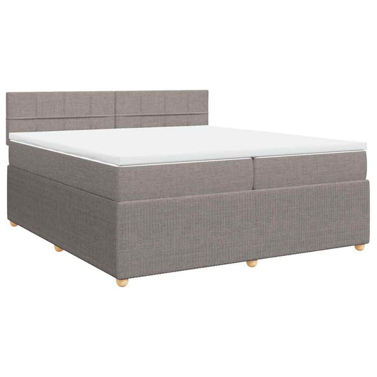 vidaXL Κρεβάτι Boxspring με Στρώμα Taupe 200x200 εκ. Υφασμάτινο