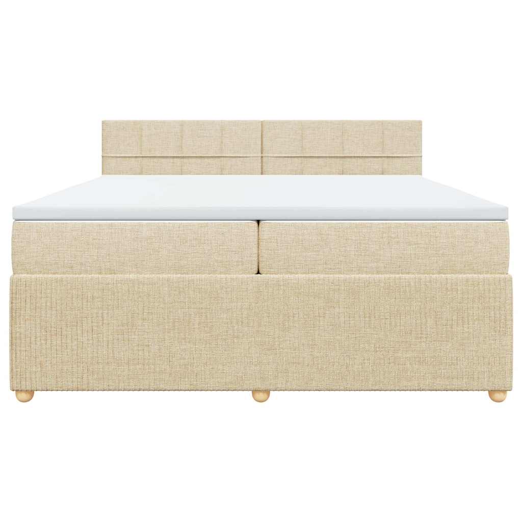vidaXL Κρεβάτι Boxspring με Στρώμα Κρεμ 200x200 εκ. Υφασμάτινο