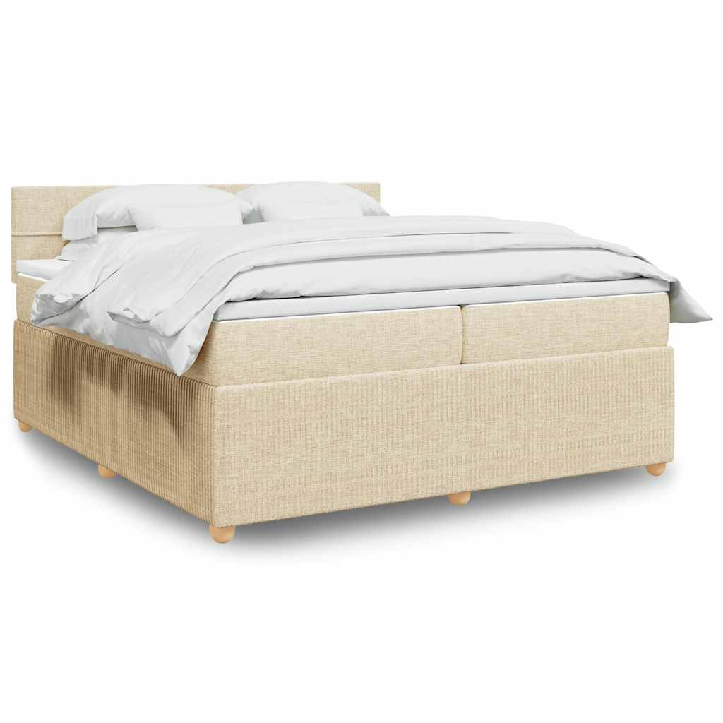 vidaXL Κρεβάτι Boxspring με Στρώμα Κρεμ 200x200 εκ. Υφασμάτινο