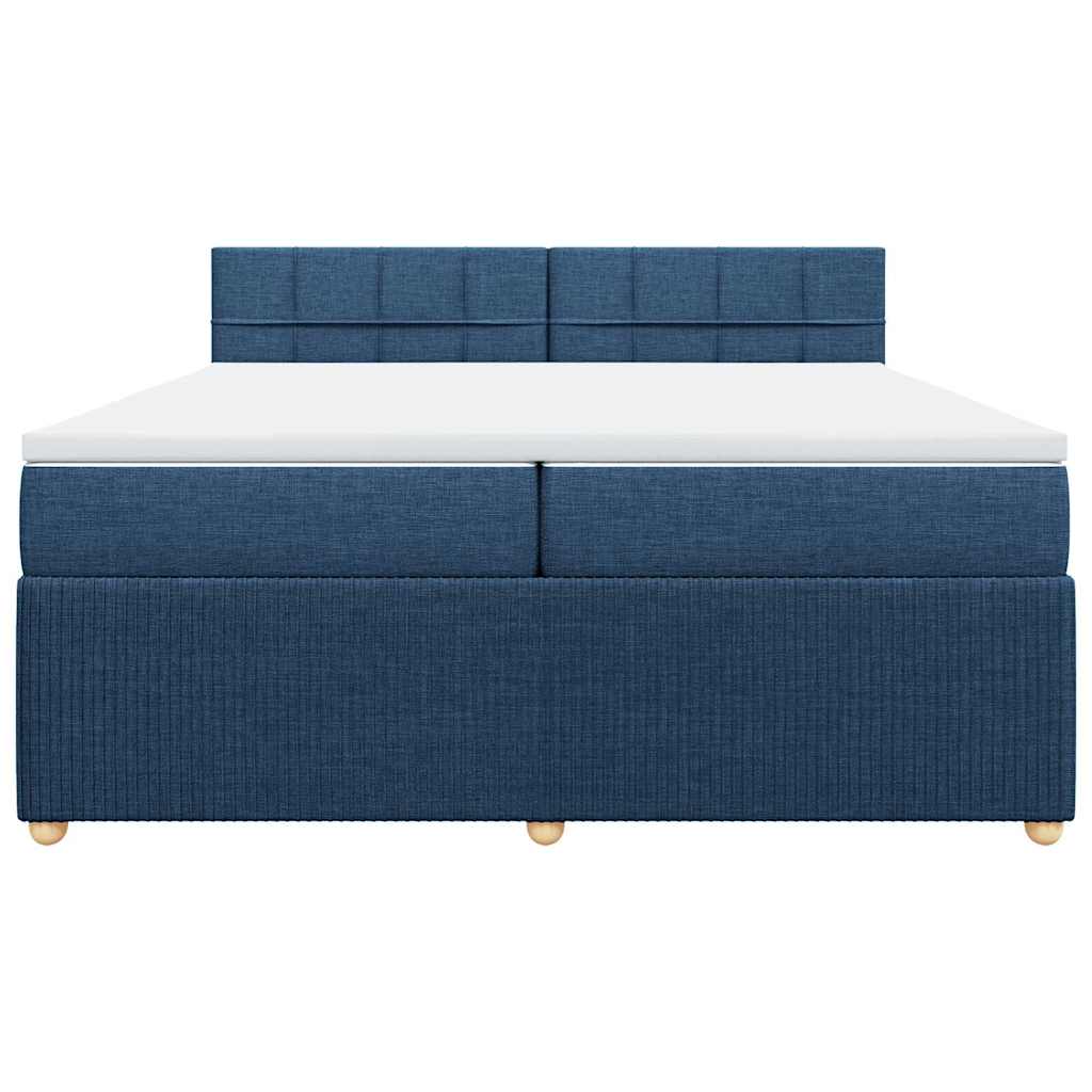 vidaXL Κρεβάτι Boxspring με Στρώμα Μπλε 200x200 εκ. Υφασμάτινο