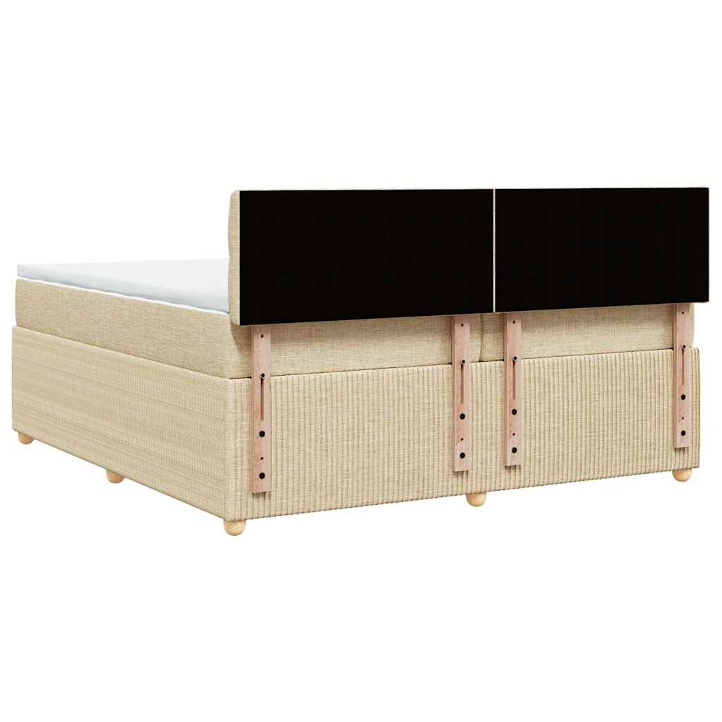 vidaXL Κρεβάτι Boxspring με Στρώμα Κρεμ 200x200 εκ. Υφασμάτινο