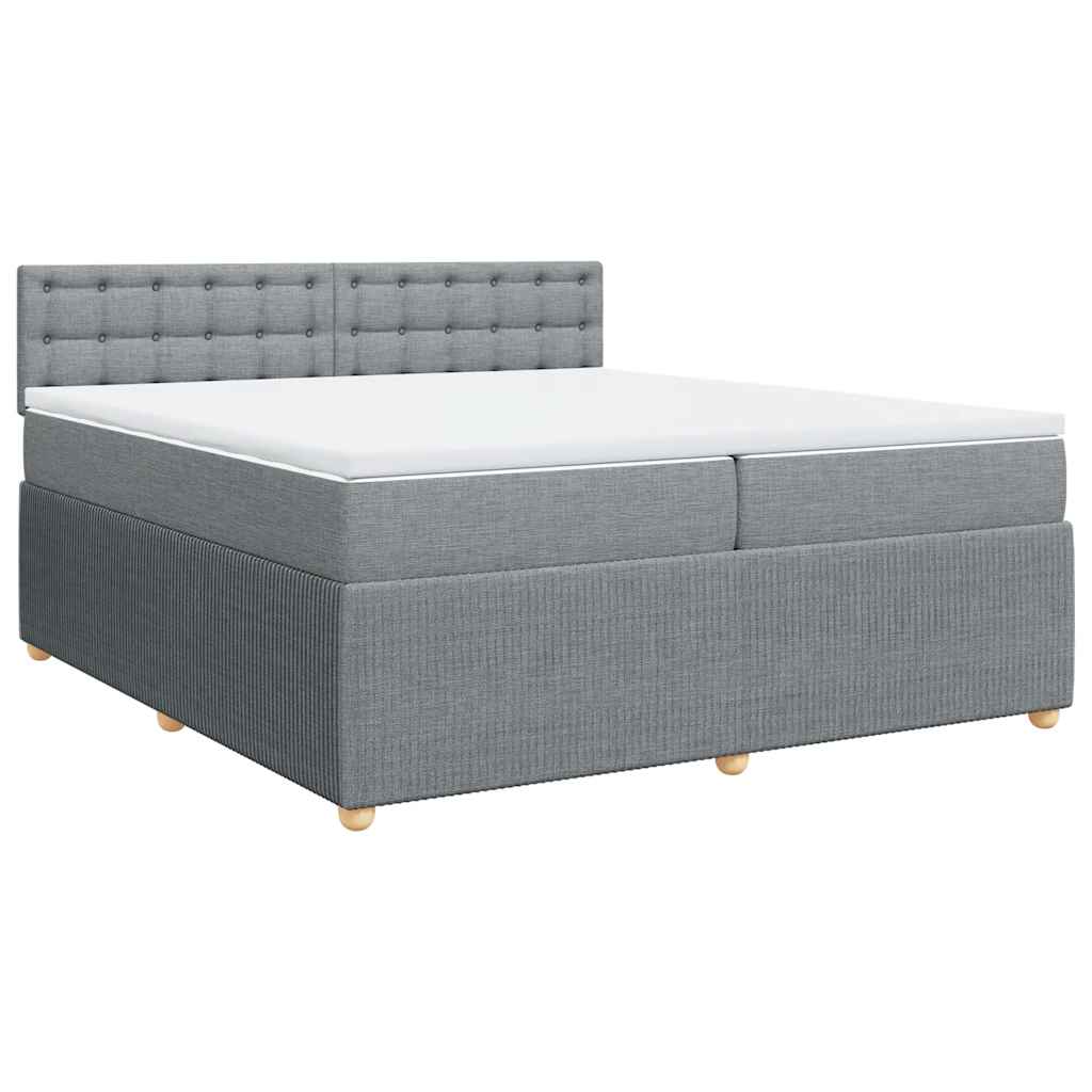 vidaXL Κρεβάτι Boxspring με Στρώμα Ανοιχτό Γκρι 200x200 εκ. Υφασμάτινο