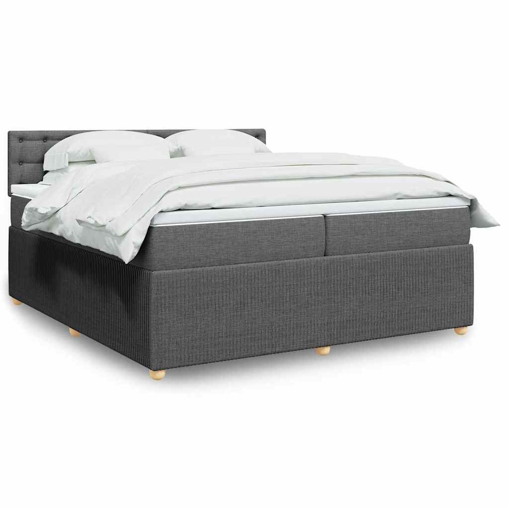 vidaXL Κρεβάτι Boxspring με Στρώμα Σκούρο Γκρι 200x200 εκ. Υφασμάτινο