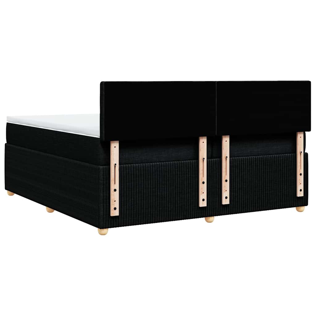 vidaXL Κρεβάτι Boxspring με Στρώμα Μαύρο 200x200 εκ. Υφασμάτινο