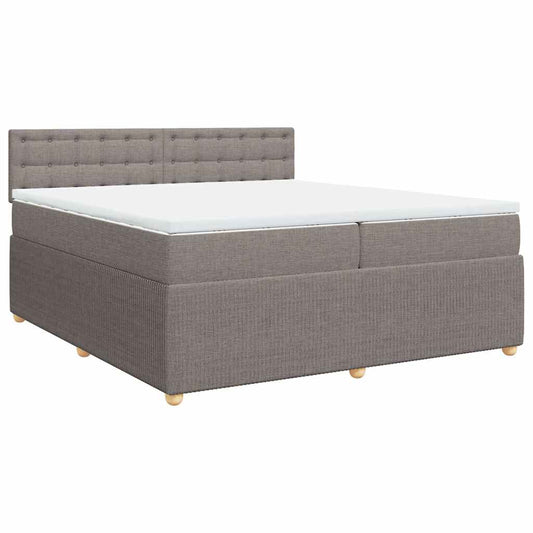 vidaXL Κρεβάτι Boxspring με Στρώμα Taupe 200x200 εκ. Υφασμάτινο