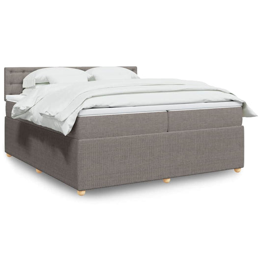 vidaXL Κρεβάτι Boxspring με Στρώμα Taupe 200x200 εκ. Υφασμάτινο