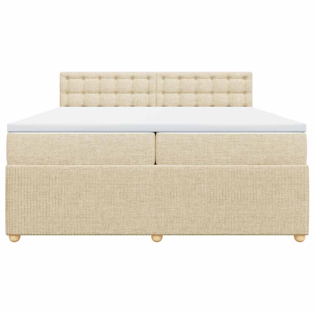 vidaXL Κρεβάτι Boxspring με Στρώμα Κρεμ 200x200 εκ. Υφασμάτινο