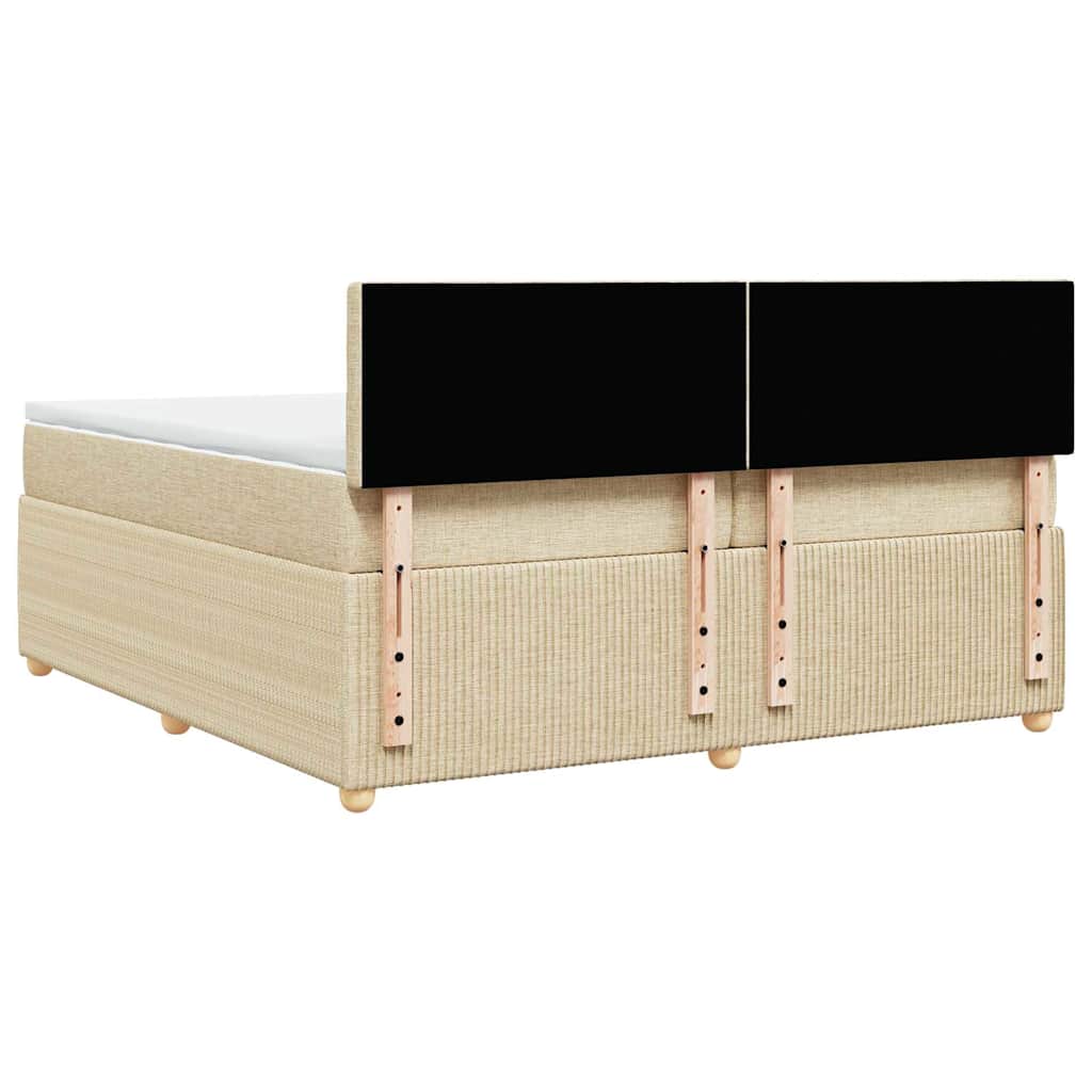 vidaXL Κρεβάτι Boxspring με Στρώμα Κρεμ 200x200 εκ. Υφασμάτινο