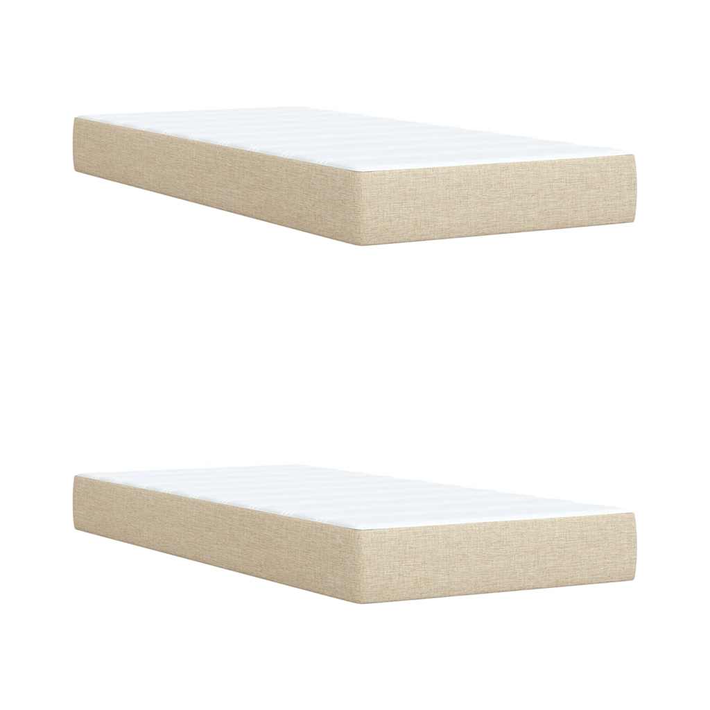 vidaXL Κρεβάτι Boxspring με Στρώμα Κρεμ 200x200 εκ. Υφασμάτινο