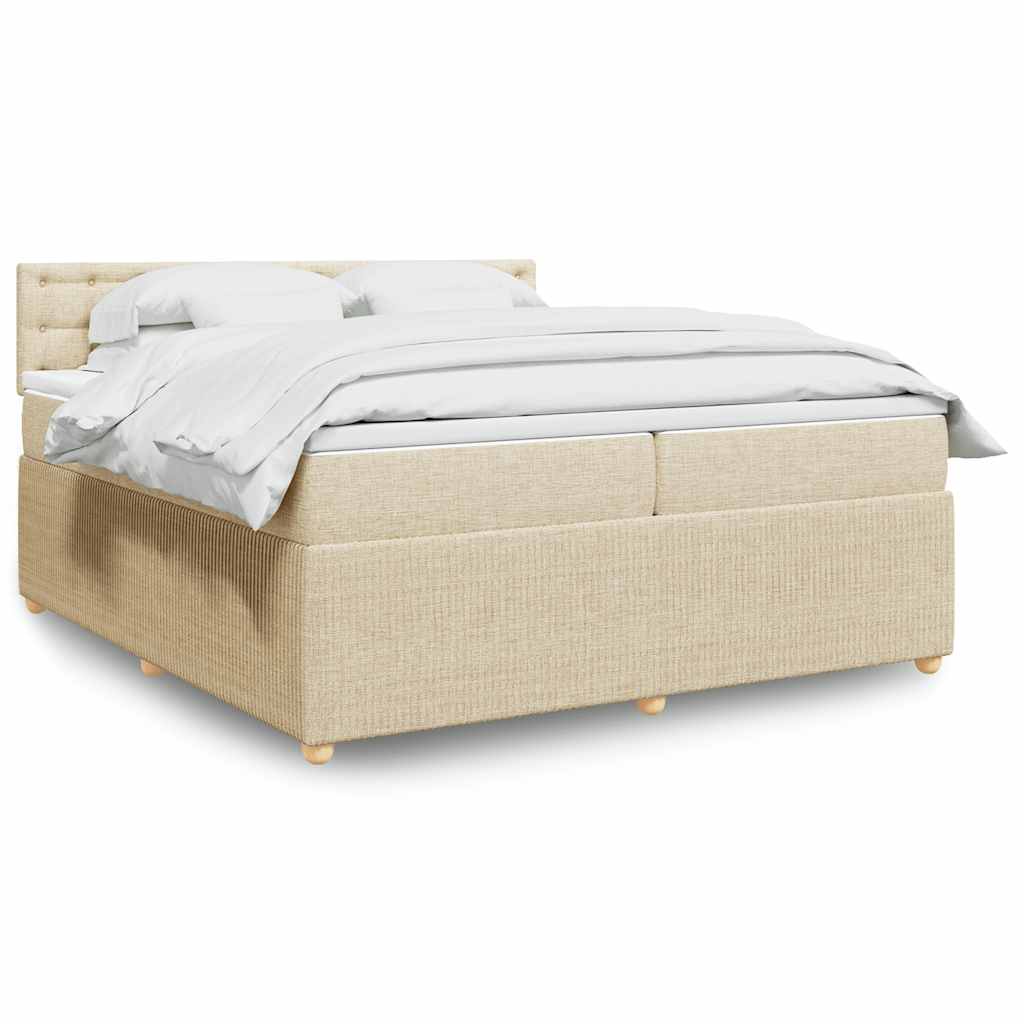 vidaXL Κρεβάτι Boxspring με Στρώμα Κρεμ 200x200 εκ. Υφασμάτινο