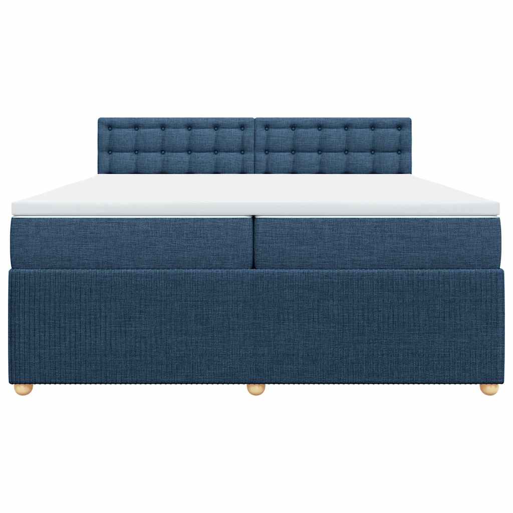 vidaXL Κρεβάτι Boxspring με Στρώμα Μπλε 200x200 εκ. Υφασμάτινο