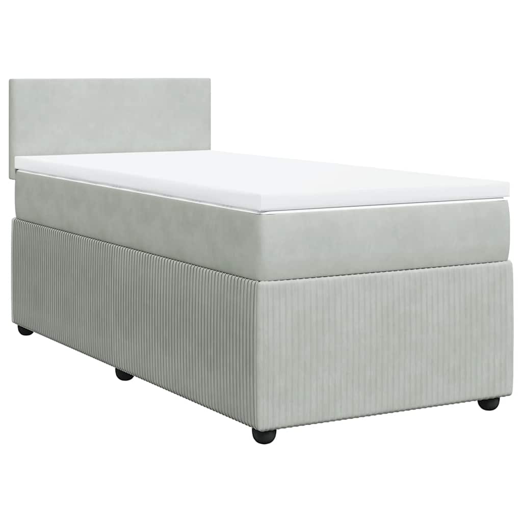 vidaXL Κρεβάτι Boxspring με Στρώμα Ανοιχτό Γκρι 80x200 εκ. Βελούδινο