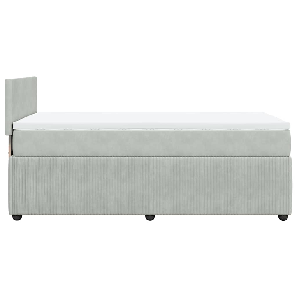 vidaXL Κρεβάτι Boxspring με Στρώμα Ανοιχτό Γκρι 80x200 εκ. Βελούδινο