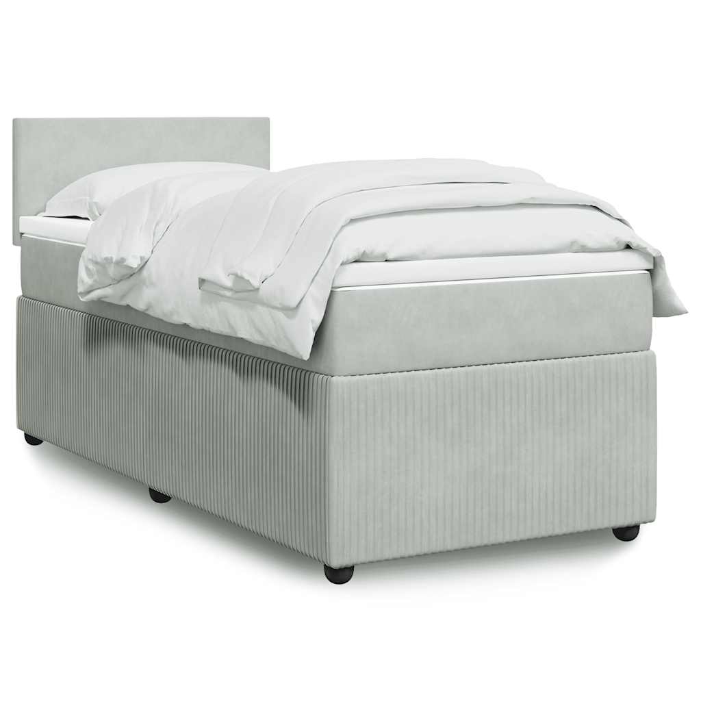 vidaXL Κρεβάτι Boxspring με Στρώμα Ανοιχτό Γκρι 80x200 εκ. Βελούδινο