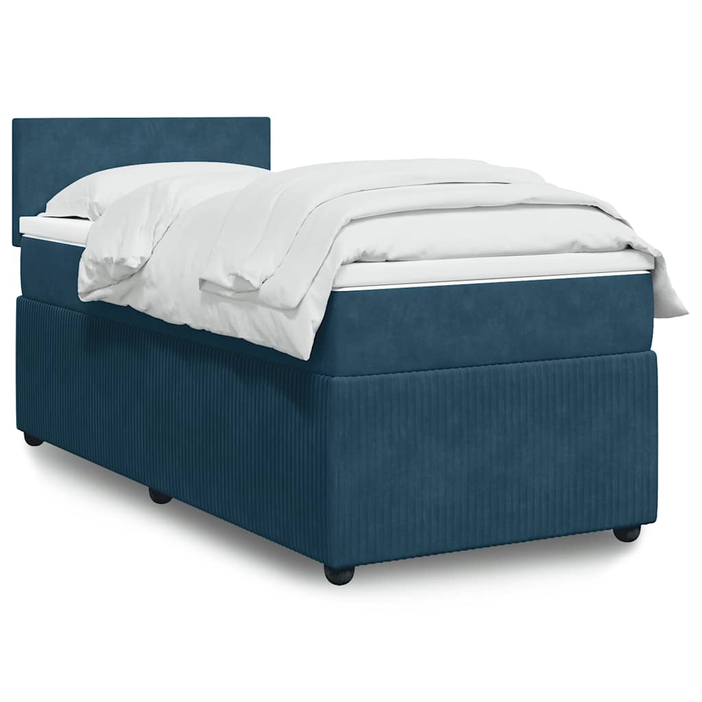 vidaXL Κρεβάτι Boxspring με Στρώμα Μπλε 80 x 200 εκ. Βελούδινο