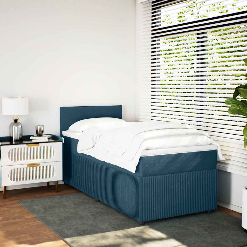 vidaXL Κρεβάτι Boxspring με Στρώμα Μπλε 80 x 200 εκ. Βελούδινο