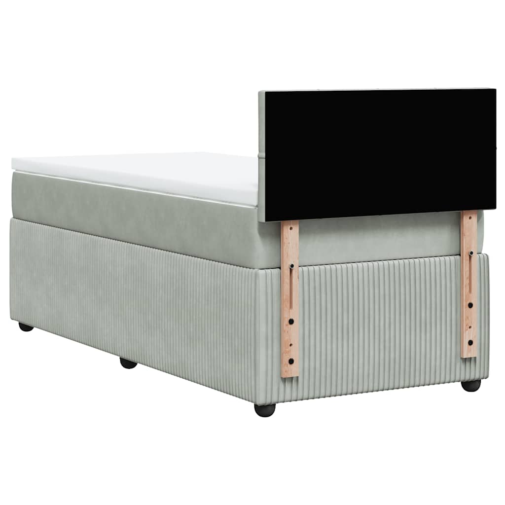 vidaXL Κρεβάτι Boxspring με Στρώμα Ανοιχτό Γκρι 80x200 εκ. Βελούδινο
