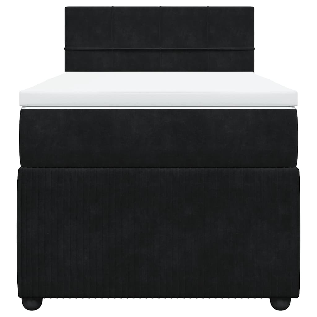 vidaXL Κρεβάτι Boxspring με Στρώμα Μαύρο 80 x 200 εκ. Βελούδινο