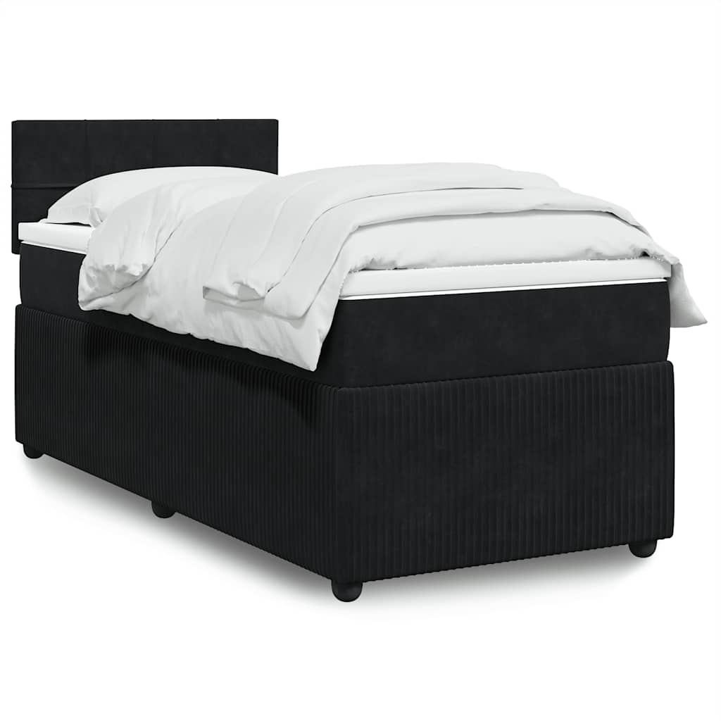 vidaXL Κρεβάτι Boxspring με Στρώμα Μαύρο 80 x 200 εκ. Βελούδινο