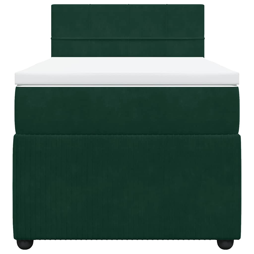 vidaXL Κρεβάτι Boxspring με Στρώμα Σκούρο Πράσινο 80x200 εκ. Βελούδινο