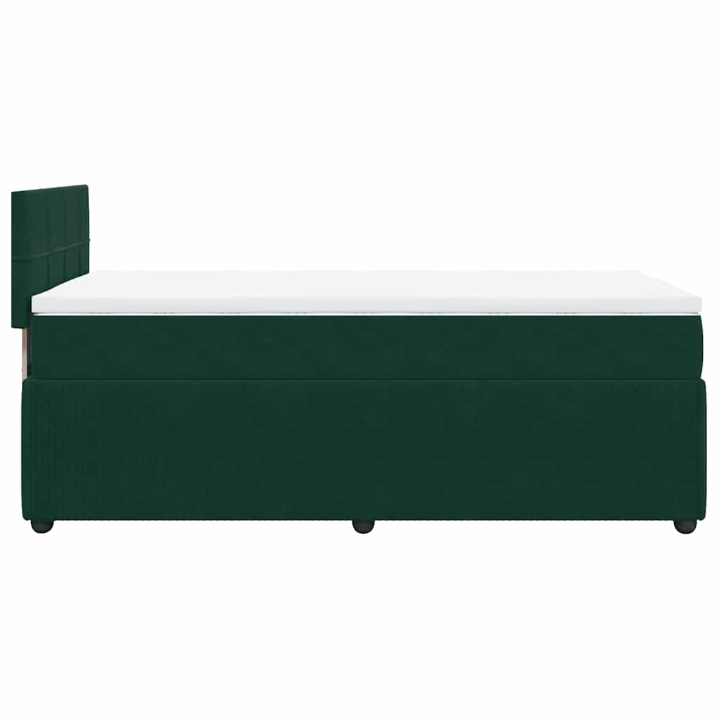 vidaXL Κρεβάτι Boxspring με Στρώμα Σκούρο Πράσινο 80x200 εκ. Βελούδινο